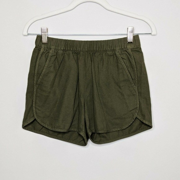 Madewell Pants - MADEWELL • Olive Green Cotton Pull On Shorts XXS